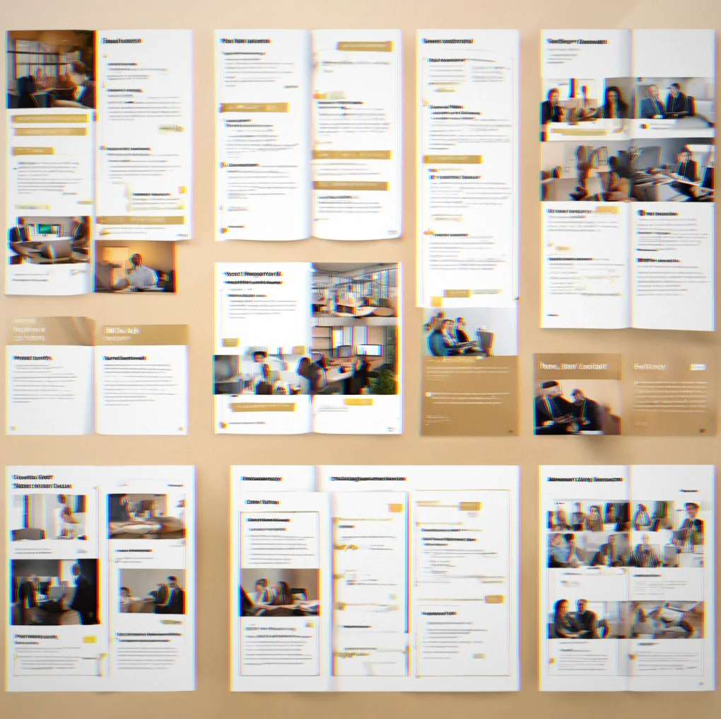 Multi-channel content calendar showing how a single positioning concept translates across website copy, case studies, emails and paid channels